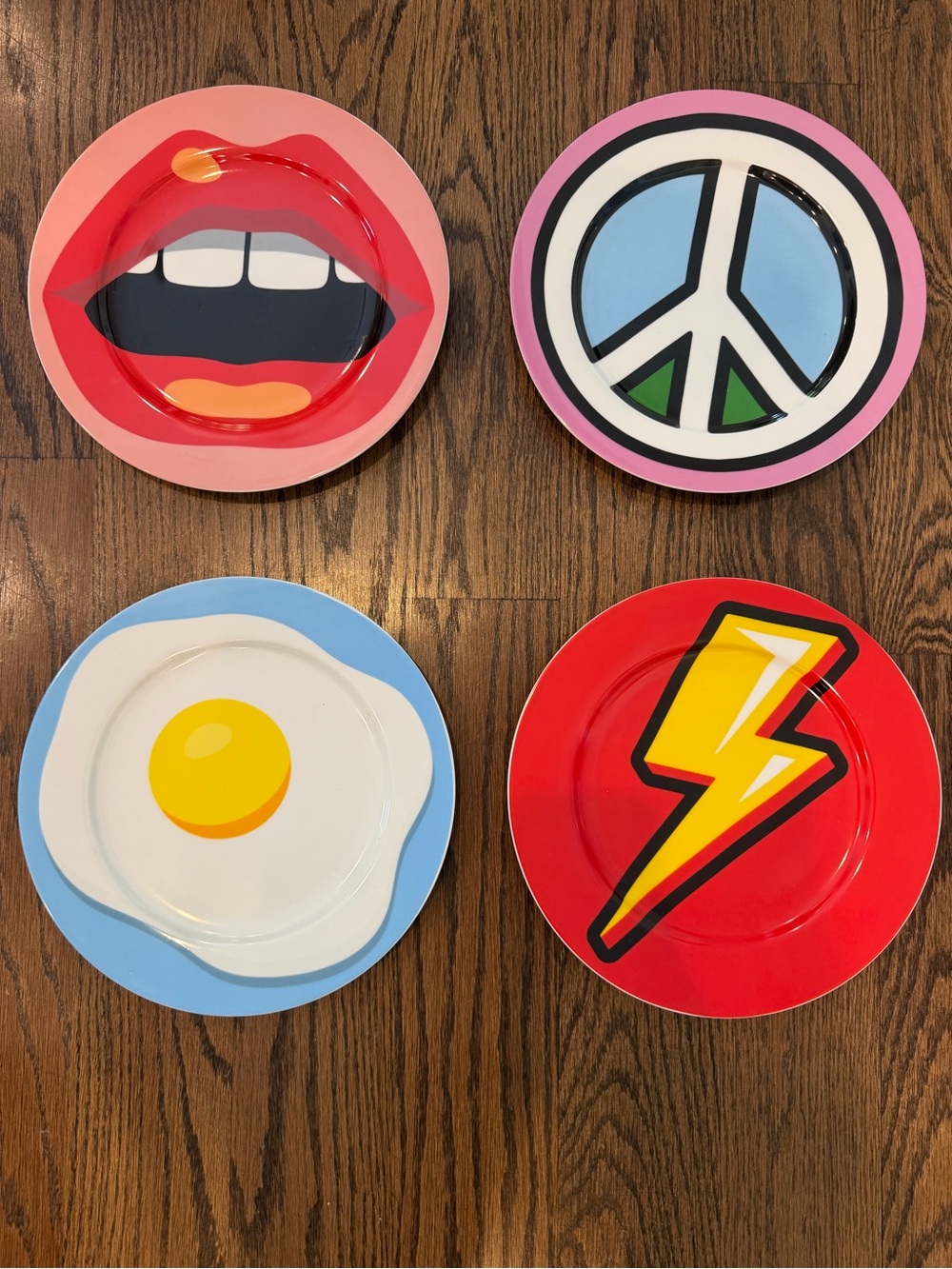 Colorful Pop Art Melamine Dinner Plates- set of 4
